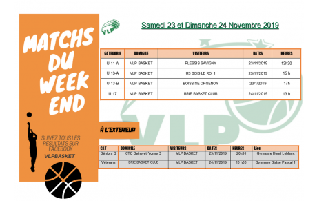 Matchs des 23 et 24 Novembre