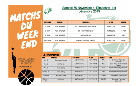matchs du 30 nov et 1er décembre