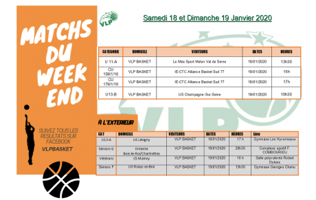 Matchs 18 et 19 janvier